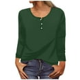 thumbnail image 1 of IROINNID Polyester Long Sleeve T Shirt for Women Casual Solid Loose T-shirt Blouse Round Neck Tops,Green, 1 of 4