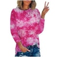 thumbnail image 1 of IROINNID Discount Polyester Long Sleeve T Shirt for Women Casual Summer Round Neck Print Outing Blouses Tops,Hot Pink, 1 of 3