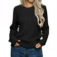 thumbnail image 1 of IROINNID Discount Pullover Sweater for Women Crewneck Solid Loose Fit Long Sleeve Pullover Winter Warm Knit Base Sweater,Black, 1 of 5