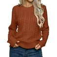 thumbnail image 1 of IROINNID Pullover Sweater for Women Crewneck Solid Loose Fit Long Sleeve Pullover Winter Warm Knit Base Sweater,Brown, 1 of 6