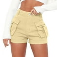 thumbnail image 1 of IROINNID Discount Shorts for Women Straight Barrel High Waist Solid Pocket Work Shorts,Khaki, 1 of 6