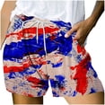 thumbnail image 1 of IROINNID Discount Shorts for Women Summer Independence Day Printed Multi Pocket Lace Up Shorts Pants,Blue, 1 of 6