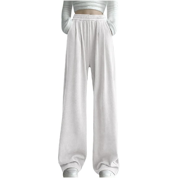 IROINNID Discount Sweatpants for Women Casual Jogger Relaxed Fit Solid Color Baggy Pants Large Size Sweatpants,Beige