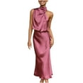 thumbnail image 1 of IROINNID Wedding Guest Dresses for Women Homecoming Party Summer Round-Neck Solid Sleeveless Vest Long Dress Trendy Formal Dress,Hot Pink, 1 of 5