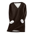 thumbnail image 1 of IROINNID Discount Women's Fall Tops Long Sleeve Winter Warm Loose Fit Pullover Thickened Lamb Wool Casual Tops for Women,Brown, 1 of 4