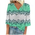 thumbnail image 1 of IROINNID Discount Women's Long Sleeve V-Neck Shirts Casual Printed Loose T-shirt 3/4 Sleeves Blouse V-Neck Tops,Green, 1 of 5