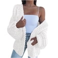 thumbnail image 1 of IROINNID Discount Womens Cardigans Long Sleeve Knitted Open Front Cardigan Warm Sweater,White, 1 of 4