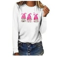 thumbnail image 1 of IROINNID Discount Womens Long Sleeve Tops Breast Cancer Printed L Loose Round Neck T-shirt Tops Blouse,White, 1 of 3
