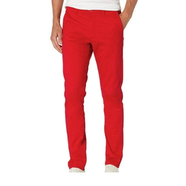 IROINNID Dress Pants for Men Deals Casual Semi-formal Straight Leg Dress Pants Button Suit Loose Fit Long Pants,Red