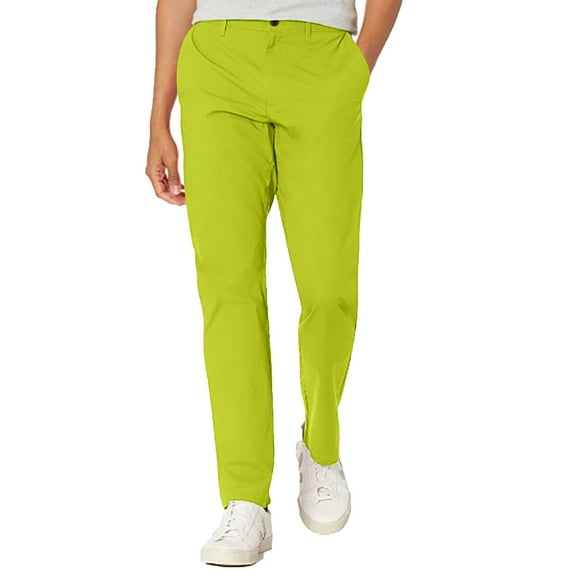 IROINNID Dress Pants for Men Discount Casual Semi-formal Straight Leg Dress Pants Button Suit Loose Fit Full Length Pants,Yellow