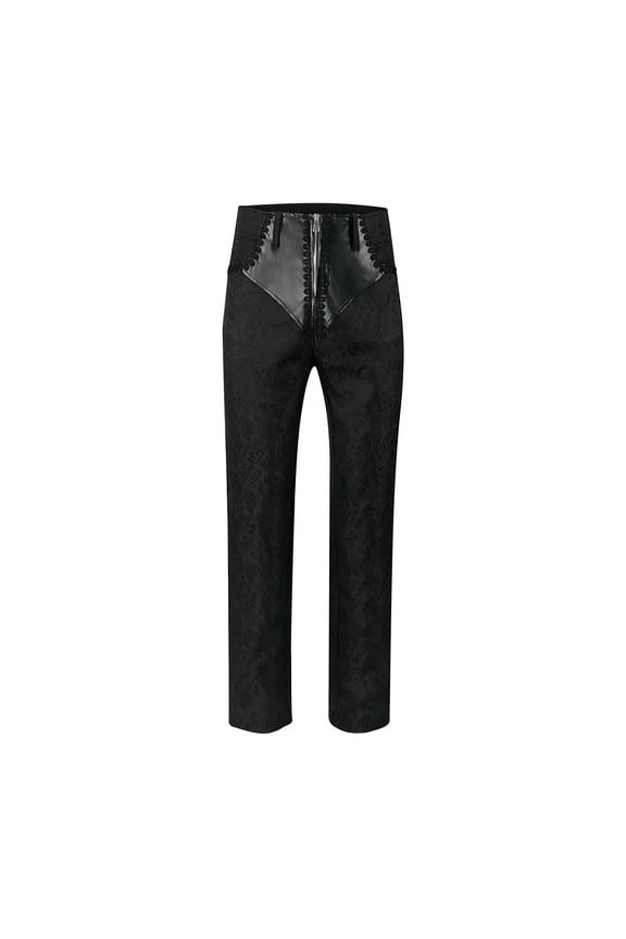 Dress Pants for Men Gothic Medieval Steampunk Retro Cigarette Pants Costume Slim Fit Trousers,Black