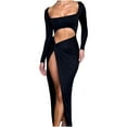 thumbnail image 1 of IROINNID Dress for Women Strapless Cutout Dress Spring Solid Dress Slimming Long Sleeve Dress ,Black, 1 of 5