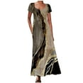 thumbnail image 1 of IROINNID Dresses For Women Temperament 2023 Trendy Round-Neck Short Sleeve Casual Pocket Print Long Maxi Dress Summer, 1 of 8