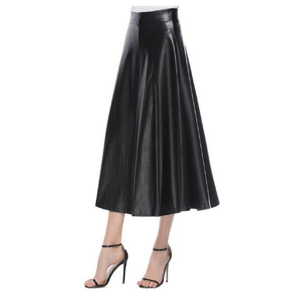 IROINNID Elastic Waist tail Skirts For Women Fashion Leather Skirt High Waist Skirt Solid Color Skirt