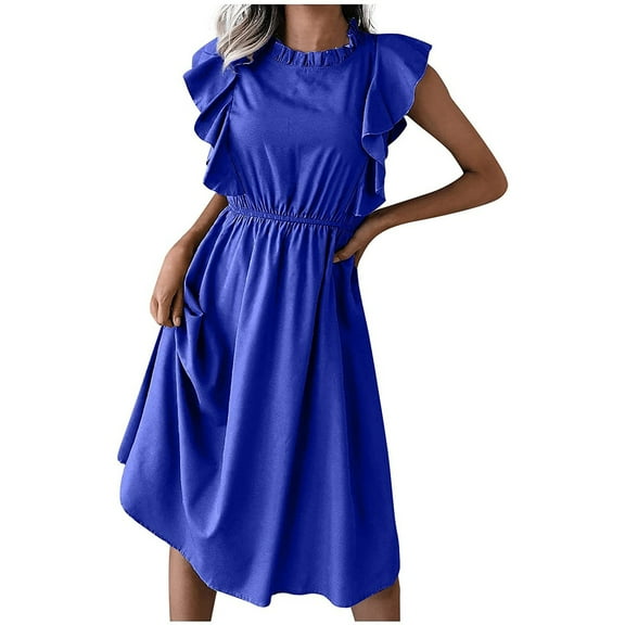IROINNID Empire Dress For Women 1/4 Sleeve Round Neckline Casual Summer Knee-Length Dress For Beach Strapless Dress