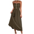 thumbnail image 1 of IROINNID Empire Dress For Women Regular Sleeveless Summer Suspender Sling Dress Button Casual Long Dress Square Neck Solid Color Dress, 1 of 8