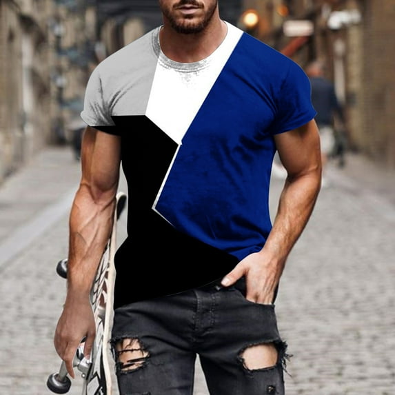 IROINNID Extra Large Tall T Shirts for Men, Lightweight Thin Basic V-Neck Printed Botton Casual Summer Blouses for Men