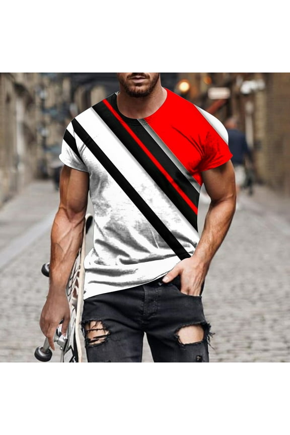 Extra Large Tall T Shirts for Men, Lightweight Thin Basic V-Neck Printed Botton Casual Summer Blouses for Men