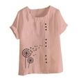 thumbnail image 1 of IROINNID Fashion Women Summer Loose Print Round-Neck Button Down T-Shirt Short Sleeve Casual Tops Blouse Spring, 1 of 4