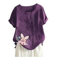 thumbnail image 1 of IROINNID Fashion Women Summer Loose Print Round-Neck Leisure Women T-Shirt Short Roll Up Cuffed Sleeve Casual Blouse Tops Spring Saving, 1 of 3