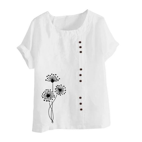 IROINNID Fashion Women Summer Tops Loose Graphic Print Round-Neck Classic T-Shirt Short Sleeve Casual Blouse Spring