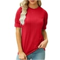 thumbnail image 1 of IROINNID Fashion Women's Short Sleeve Summer Breathable Solid Color Casual Comfy Round Neck Top Pullover T-shirt Spring Saving, 1 of 8