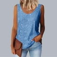 thumbnail image 1 of IROINNID Fashionable Women's Sequin Round Neck Sleeveless Summer Blouse Casual Tops ,Trendy Night Out Wear,Lightweight Beach and Concert Outfits,Spring Clothes(Sky Blue,), 1 of 5