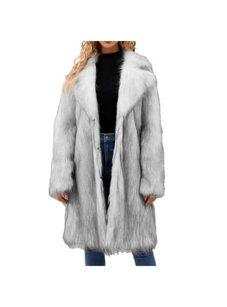 Womens Faux Fur Coats in Womens Coats | Gray - Walmart.com