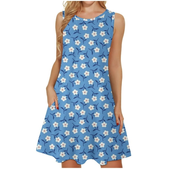 IROINNID Fit&Flare Dress For Women Sleeveless Round Neckline Letter Casual Pocket Long Maxi Dress Strapless Print Dress