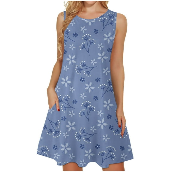 IROINNID Fit&Flare Dress For Women Sleeveless Round Neckline Letter Casual Pocket Long Maxi Dress Strapless Print Dress