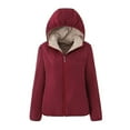 thumbnail image 1 of IROINNID Fleece Jacket for Women Winter Warm Fleece Thicken Coat Versatile Hooded Plush Thermal Zipper Jacket,Burgundy, 1 of 8