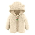 thumbnail image 1 of IROINNID Fleece Jackets For Toddlers Girls Boys Hooded Jackets Solid Zip Up Coat Cute Kids Jacket,Beige, 1 of 6