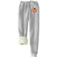 thumbnail image 1 of IROINNID Fleece Sweatpants for Women Thermal Printed Winter Pants Lamb Fleece Elastic Thickened Plush Warm Sweatpants,Gray, 1 of 5