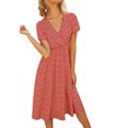 thumbnail image 1 of IROINNID For For Women Casual Sexy Fashion Summer V Neck Short Sleeve Loose Solid Dress Summer Saving Sale, 1 of 8