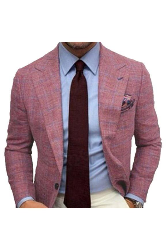 Formal Blazer for Men Business Woolen Jacket Double Breasted Dress Suit Business Jacket,Red