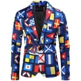 thumbnail image 1 of IROINNID Formal Jacket Suit for Men Printed One Button Performance Dress Suit Casual Blazer,Blue, 1 of 1