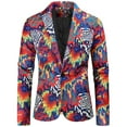 thumbnail image 1 of IROINNID Formal Jacket Suit for Men Printed One Button Performance Dress Suit Casual Blazer,Red, 1 of 3