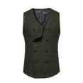 thumbnail image 1 of IROINNID Formal Suit Vest for Men Retro Single-breasted Versatile Waistcoat with Pocket Business Vest,Army Green, 1 of 9