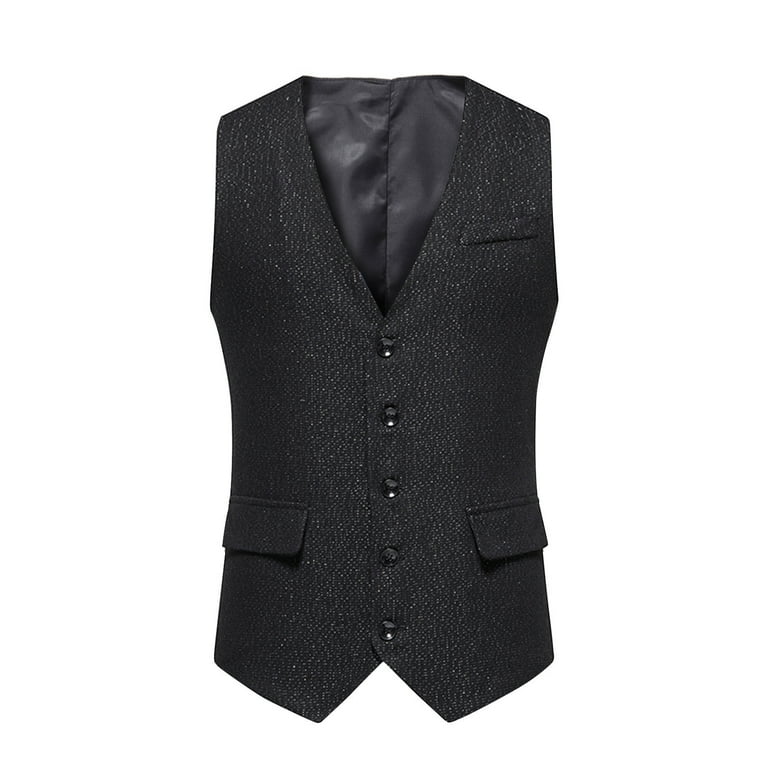 mens black dress vest The Black Tux Essential Suit Vest In Black | Size: XS
