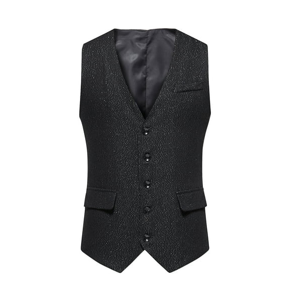 IROINNID Formal Suit Vest for Men Retro Single-breasted Versatile Waistcoat with Pocket Business Vest,Black