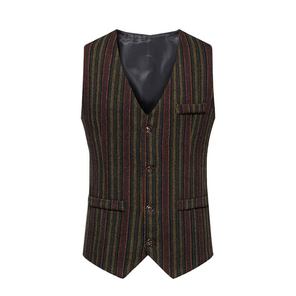 IROINNID Formal Suit Vest for Men Retro Single-breasted Versatile Waistcoat with Pocket Business Vest,Multicolor