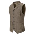 thumbnail image 1 of IROINNID Formal Vest for Men Single Breasted Dress Vest Turndown Collar Classic Top,Khaki, 1 of 9