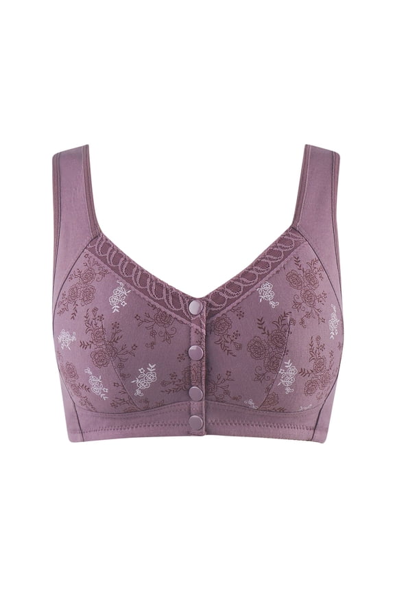 Full Coverage Bras For Women Solid Front Breasted Lace Push Up Breathable No Rims Underwear