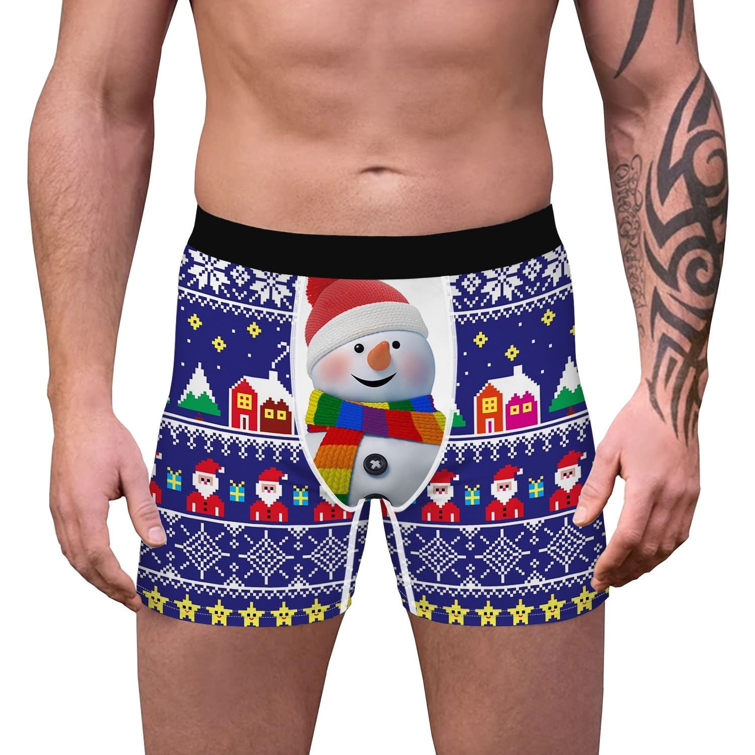 UK Mens Christmas Boxers Santa Claus Soft Flannel Shorts Boxer
