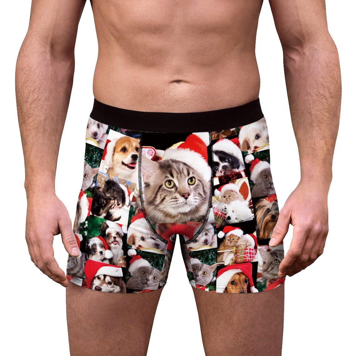 IROINNID Funny Underwear for Men Christmas Santa Claus Ugly Print Stretch Xmas Holiday Underwear