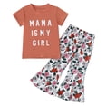 thumbnail image 1 of IROINNID Girl's Printed Short-sleeved Top With Floral Trumpet Long Pants Two-piece Suit, 1 of 9