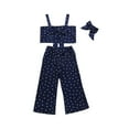 thumbnail image 1 of IROINNID Girl's Stylsih Print Bow Suspender Vest With Long Pants Outfits 3PCS Set, 1 of 4