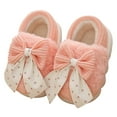 thumbnail image 1 of IROINNID Girl's Winter Slipper Toddler Girl's Plush Warm Non-Slip Bowknot Indoor Slippers, Size 2-10Y, 1 of 9