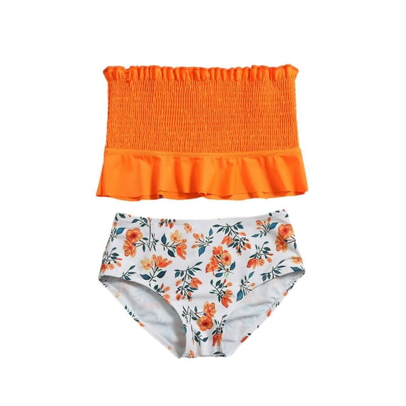 IROINNID Girls 2PCS Bikini Pleated Split Swimsuit Halter Bathing Suit