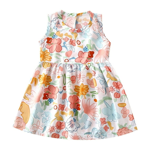 IROINNID Girls' Beach Sundress Baby Kids Summer Sleeveless Printed Princess Dress for Fashionable and Cute Comfortable Wear 6 Months-11 Years